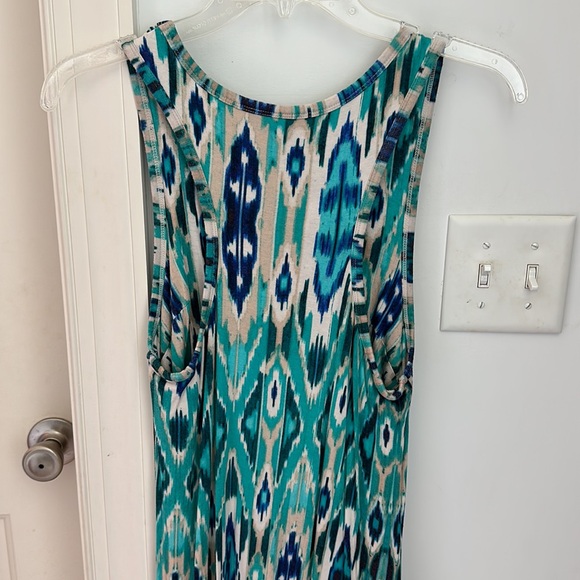 🌟2/$10🌟Cynthia Rowley Racerback Tank Abstract Ikat Pattern Maxi Dress - Picture 3 of 3